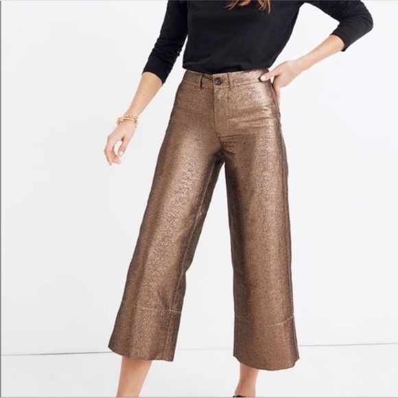 Madewell Pants - Madewell Metallic Bronze Cropped Pants